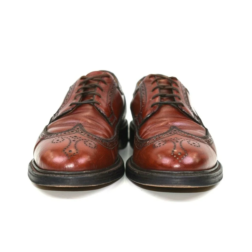Madison Square Executives Mens Brown Leather Longwing V Cleat Oxfords‎ Sz 8.5 D